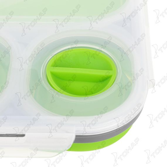 Контейнер силиконовый складной 3 отсека с ловилкой (PR-FH043) PR