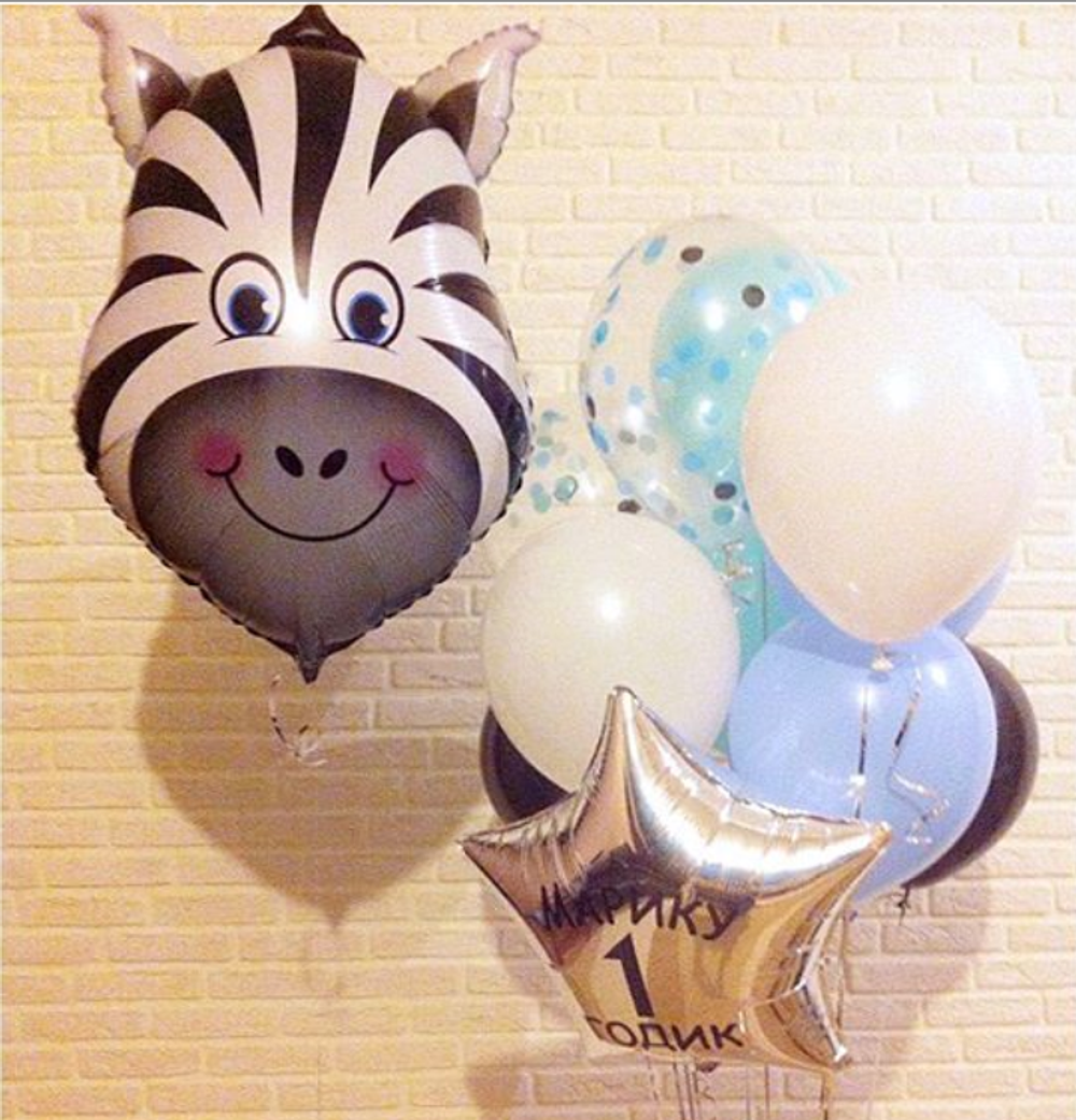 Шар (36"/91 см) Фигура, Большая голова Зебры