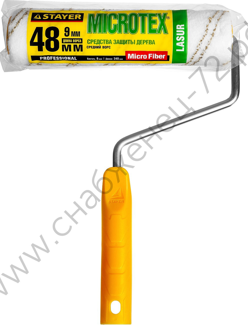 STAYER МИКРОВОЛОКНО 48 мм, 240 мм, Малярный валик с ручкой, PROFESSIONAL (0341-24)
