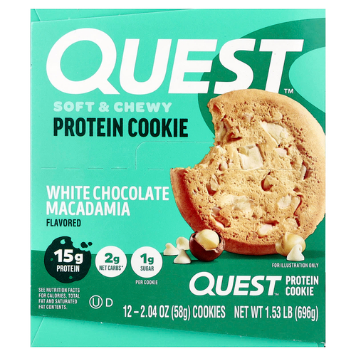 Quest Nutrition, Protein Cookie, белый шоколад и макадамия, 12 печений, 58 г (2,04 унции)