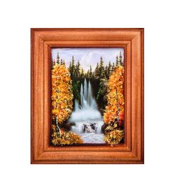 AMB-75/25 Картина «Фонтан в лесу» (с янтарной крошкой) дер.краш.рамка 7х9
