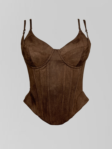 Корсет Agdali Brand замшевый однотонный с двойными лямками