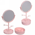 Зеркало настольное с органайзером для косметики «Beauty - Look», цвет розовый, 33*14.5см