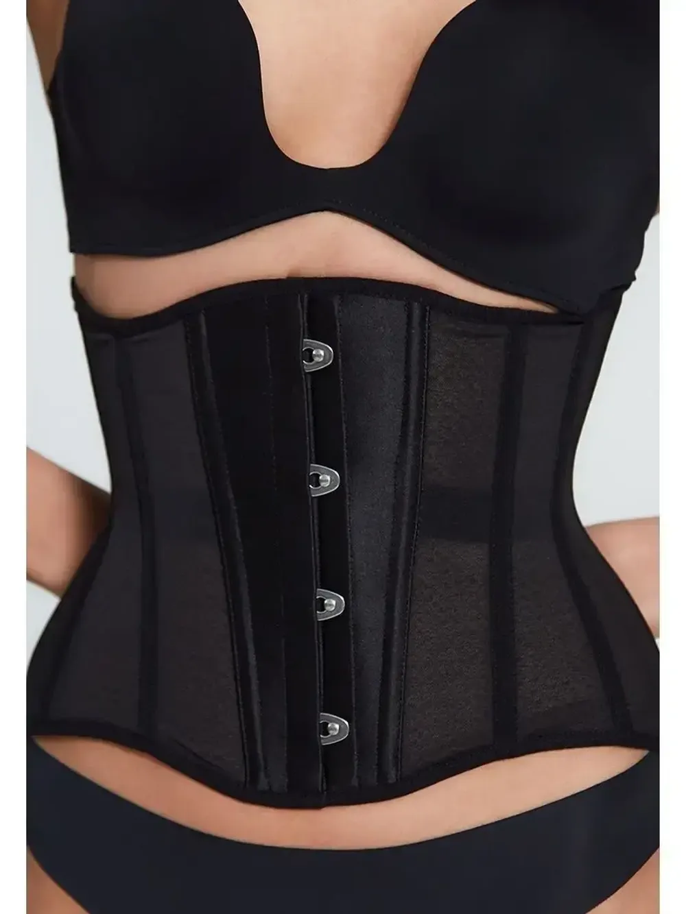 Черный прозрачный корсет MINI