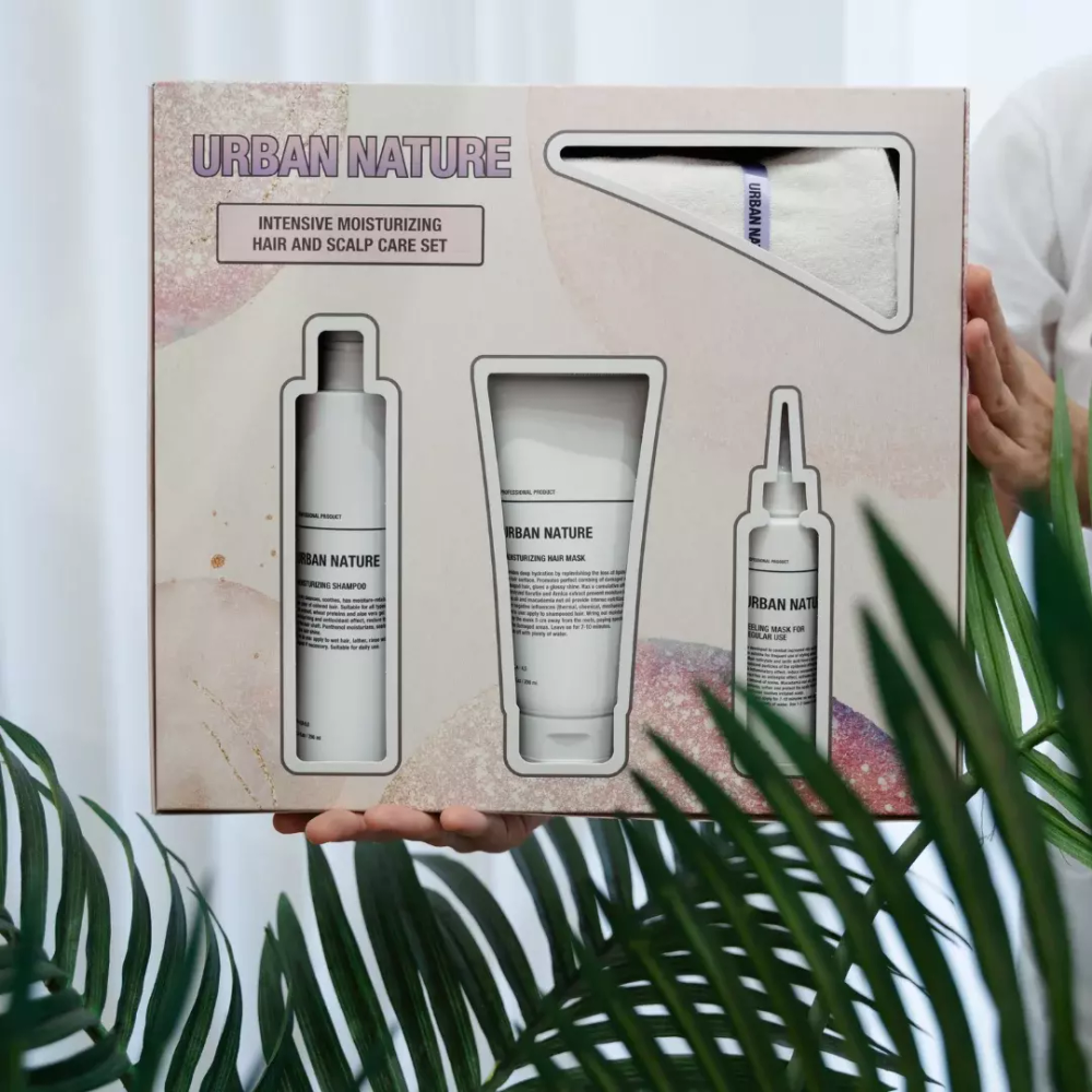 Urban Nature Сет XL MOISTURIZING SCALP Увлажняющий НАБОР + Тюрбан в подарок АКЦИЯ!