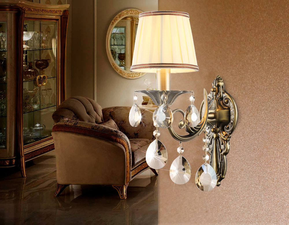 Настенный светильник с абажуром TR4578 SB/WH бронза/белый E14 max 40W 405*130*230