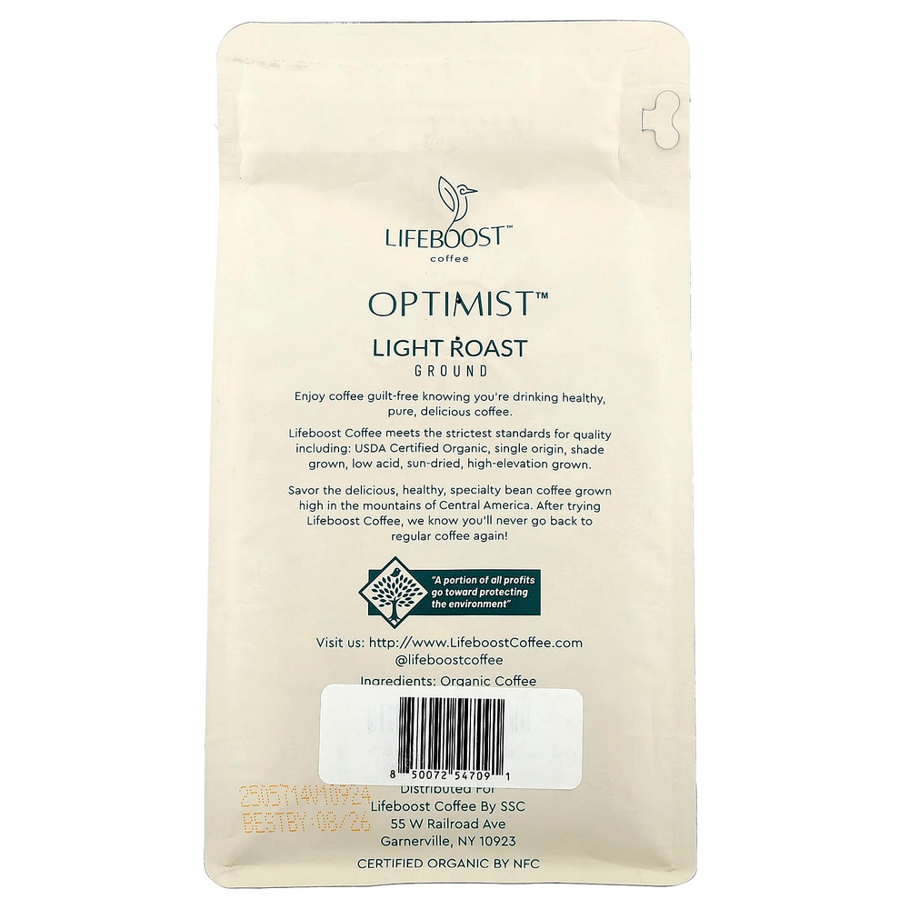 Lifeboost, Кофе, Optimist ™, молотый, легкой обжарки, 340 г (12 унций)