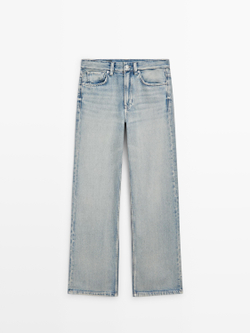 Massimo Dutti Джинсы с высокой талией и широкими штанинами, светло-голубой