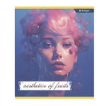 Тетрадь 48л., А5, клетка, Alingar "Аesthetic", скрепка, мелованный картон (стандарт), блок офсет, 4 дизайна в пленке т/у