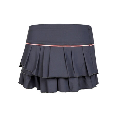 Женская теннисная юбка Lucky in Love Pleat Tier With Piping Skirt Women - Dark Grey, Apricot