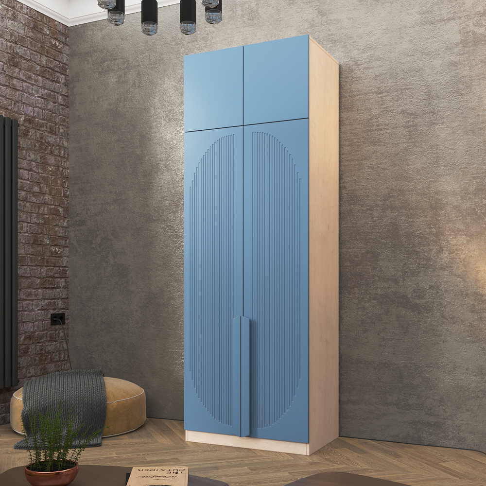 Шкаф Агератум МДФ двухсекционный с антресолью Сапфир структурный (0,3) G4018-62A матовая - Дуб молочный 8622  90*45*260