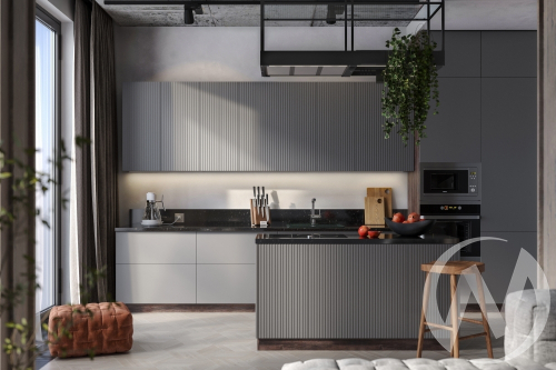 Кухня "Сиэль Инь Ян" монблан софт (корпус дуб кальяри)