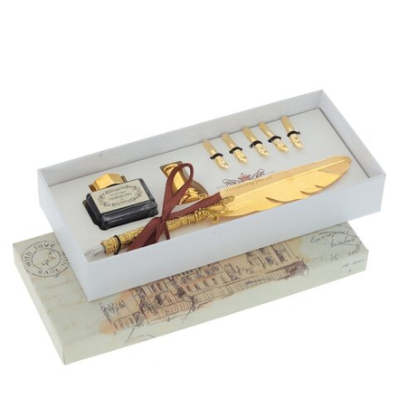 GAEM Набор подарочный: ручка перьевая, чернильница, держатель, 5 наконечников, L22 W10 H4 см