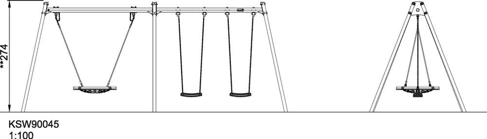 Качели, Н=2,5 м, сосна