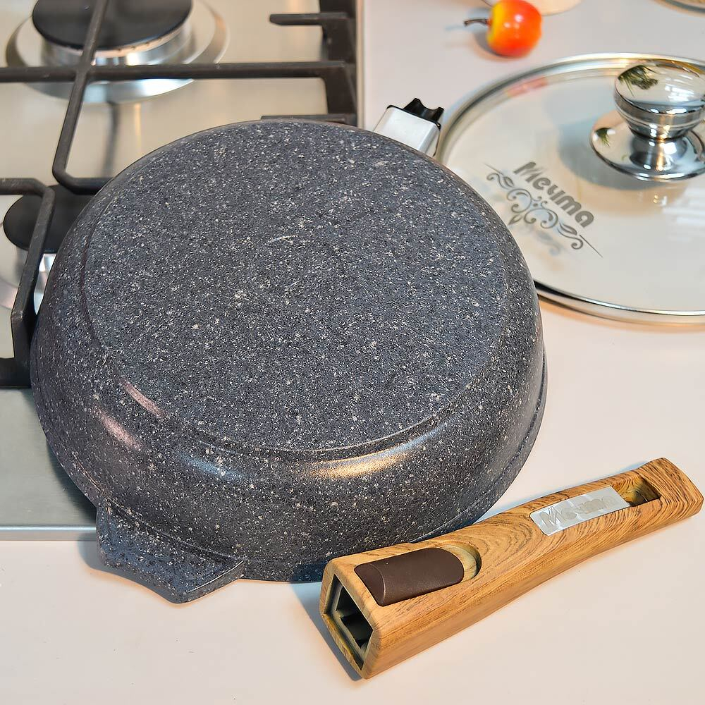 Сковорода 22см Premium blue со съемной ручкой и стеклянной крышкой