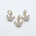 Подвеска Корона, позолота, фианиты, размер 10*9 мм, цена за 1 шт