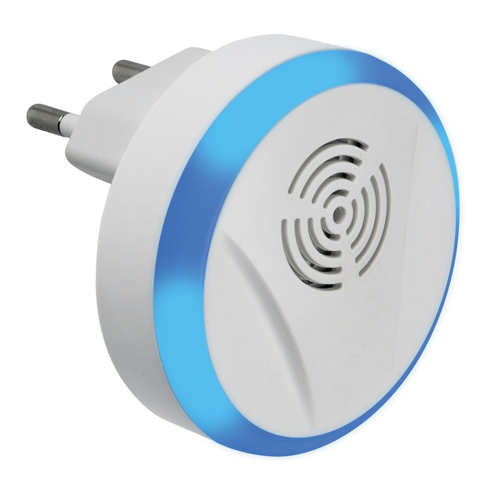 UDR-E15 WHITE Ультразвуковой отпугиватель насекомых и грызунов. 220В. Площадь до 120м2. С подсветкой. Белый. TM Uniel