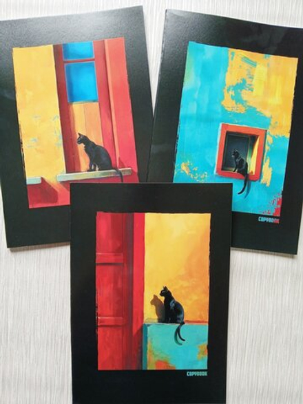 Тетрадь 64 листов А4. "Black Cat", общая, в клетку. Формат А4 (296*203 мм). Арт.120035. Без полей. Комплект 3 шт.