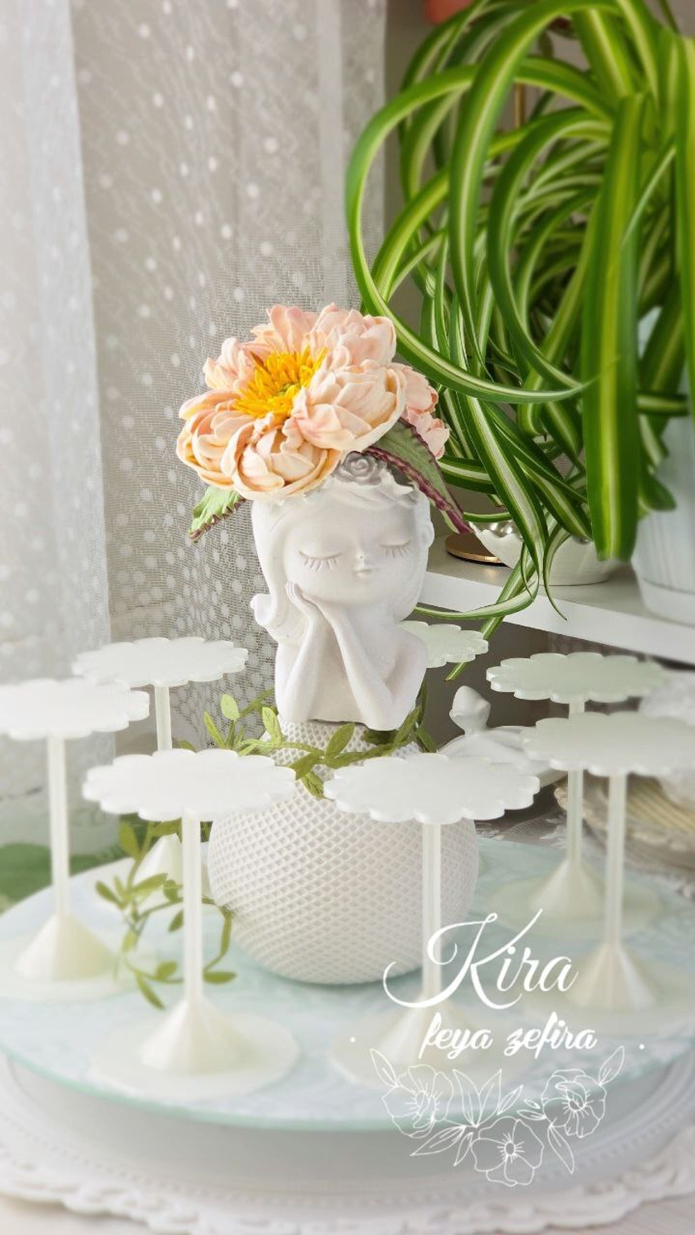 Перламутровый набор подставок и кондитерских гвоздиков "Ромашка на подставке от Киры"