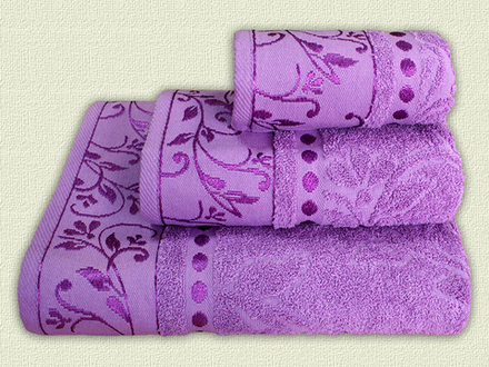 Комплект из 3 махровых жаккардовых полотенец 30*60+50*90+70*130 см. (цвет лиловый, арт. 860-707)