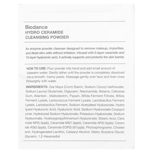 Biodance, Очищающая пудра Hydro Ceramide, 30 пакетиков по 1 г (0,03 унции)