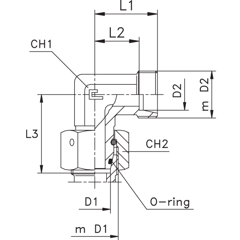 Соединение PN90 DS08 М16х1.5 DL08 M14x1.5 (корпус)