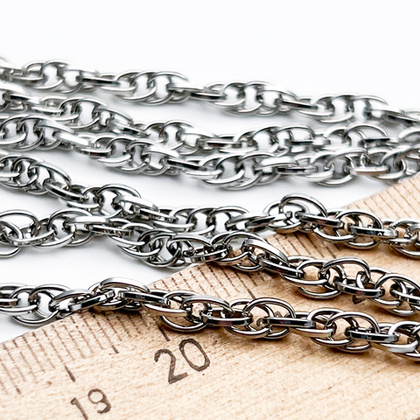 Цепочка, цвет серебро (родий), размер звена 5*3,7 мм, цена за отрезок 50 см