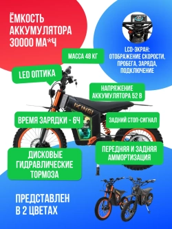 Электромотоцикл-питбайк IKIN-GI S7 1500W (52V/30Ah)