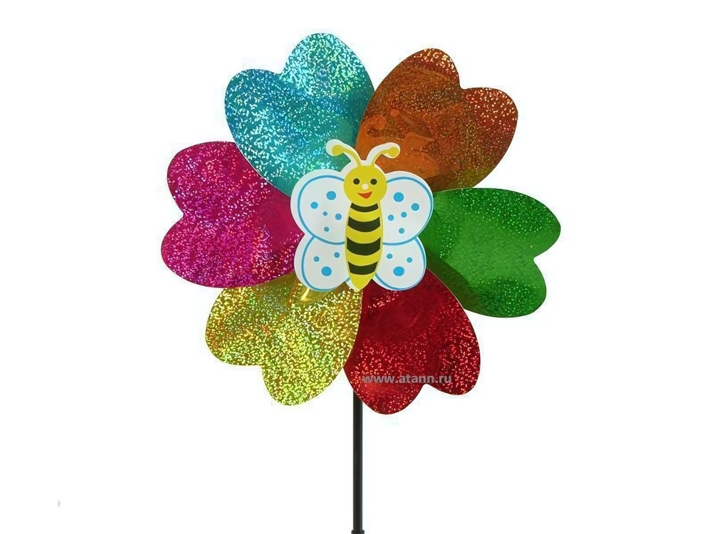 Штекер-ветряк Сердца радуга 20см