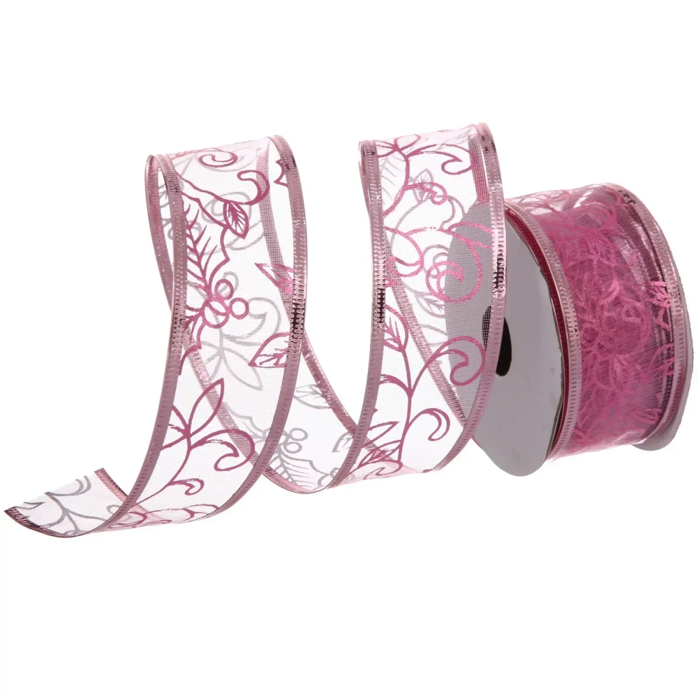 Лента для декорирования «Изящная» 4 см, 2,7 м, Розовый (микс дизайнов)