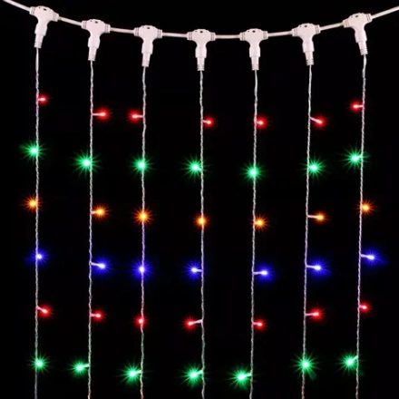Светодиодный занавес 2*2 м., 400 разноцветных LED ламп, прозрачный провод ПВХ, LTC (PCL402-10-2M)