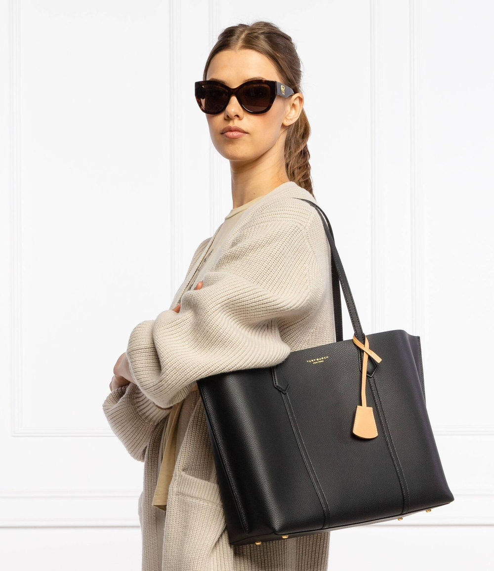 кожаная сумка-шопер perry TORY BURCH - черный(81932)