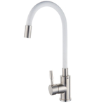 Смеситель для кухни, РМС, гибк излив, с картриджем, бел, SUS124W-016F