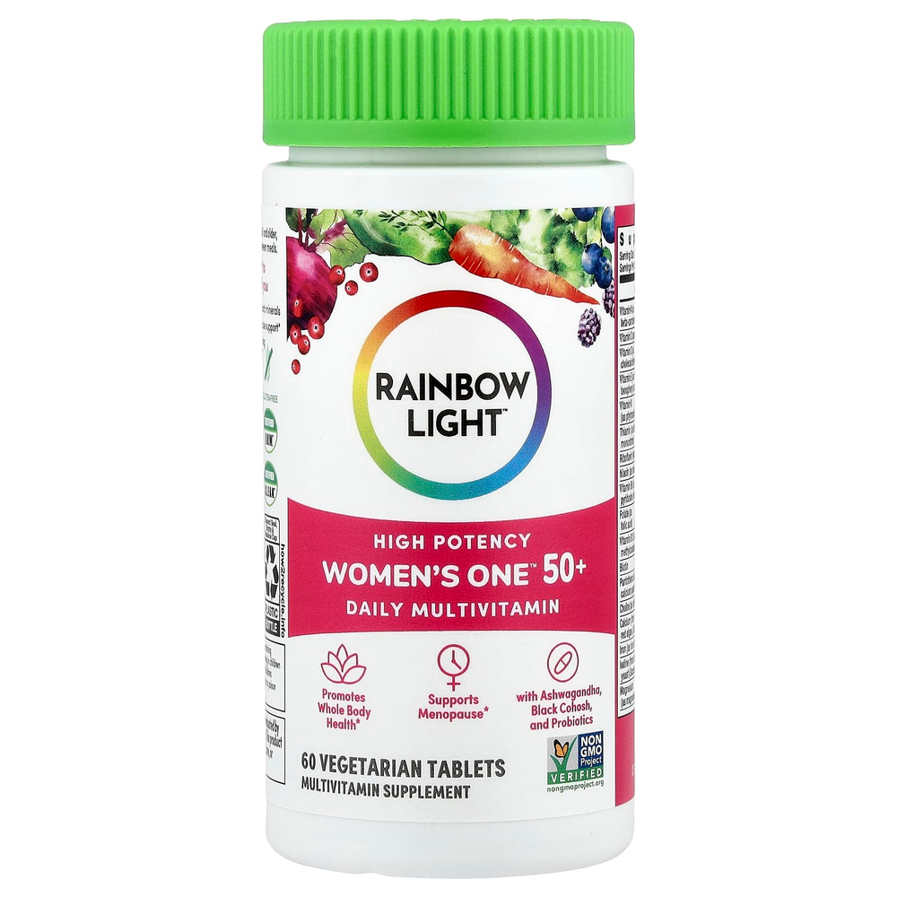 Rainbow Light, Women's One™50+, мультивитаминная добавка для ежедневного приема, высокая эффективность, 60 вегетарианских таблеток