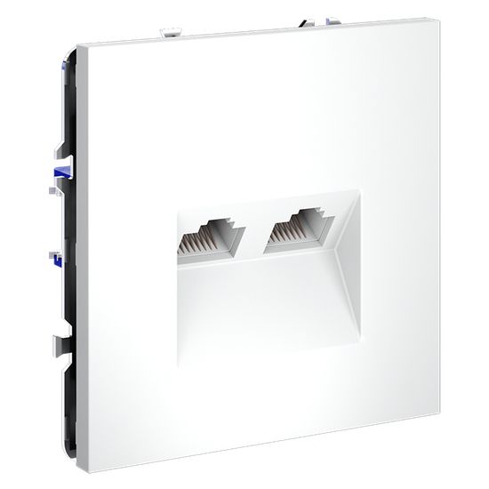 Розетка компьютерная встраиваемая VOLTUM S70 двойная RJ45+RJ45 кат.6, (белый матовый)