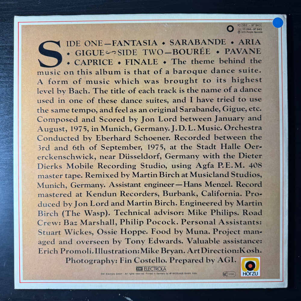 Jon Lord ‎– Sarabande (Германия 1976г.)