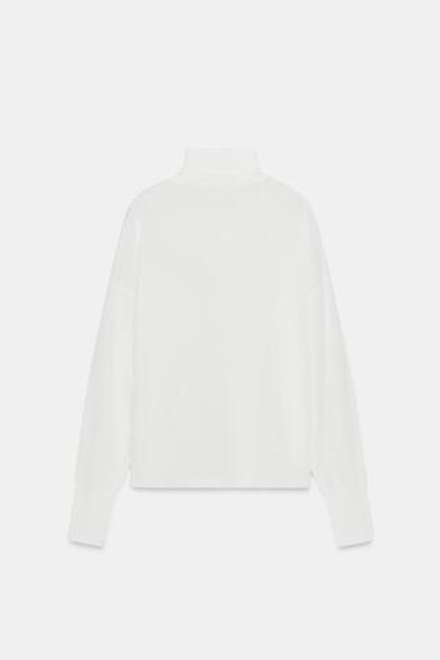 ZARA СВИТЕР ИЗ ТОНКОГО ТРИКОТАЖА С ВЫСОКИМ ВОРОТНИКОМ, БЕЛЫЙ