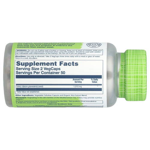 Solaray, True Herbs, семена сельдерея, 100 вегетарианских капсул (505 мг на капсулу)
