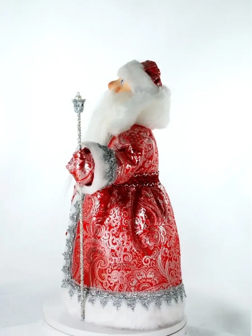 Кукла фарфоровая Дедушка Мороз в парчовой шубе под елку