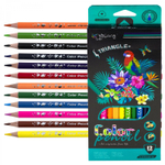 Карандаши цветные Yalong 12 цв., "Birds" деревянные, трехгранные, заточенные, грифель 3.0 мм, картон. уп., европодвес