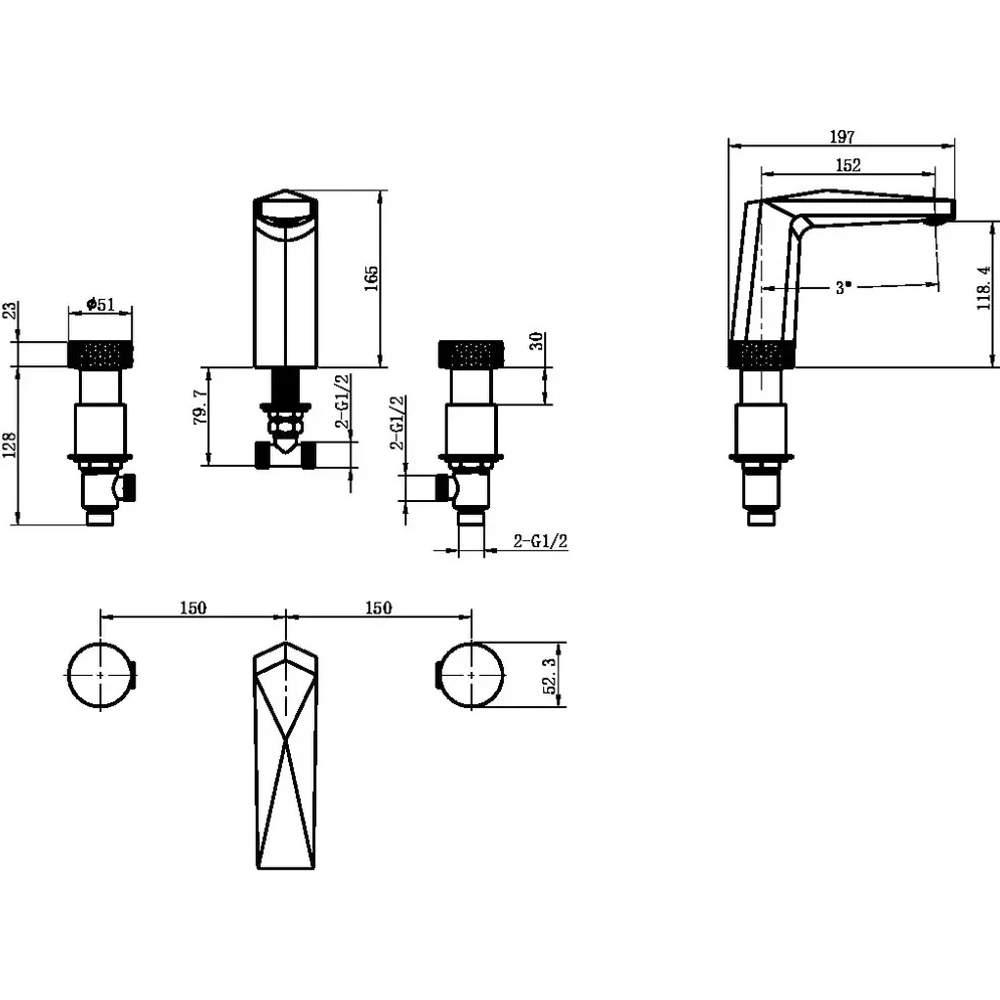 Смеситель для раковины Boheme Venturo 150-MG-ICE матовое золото