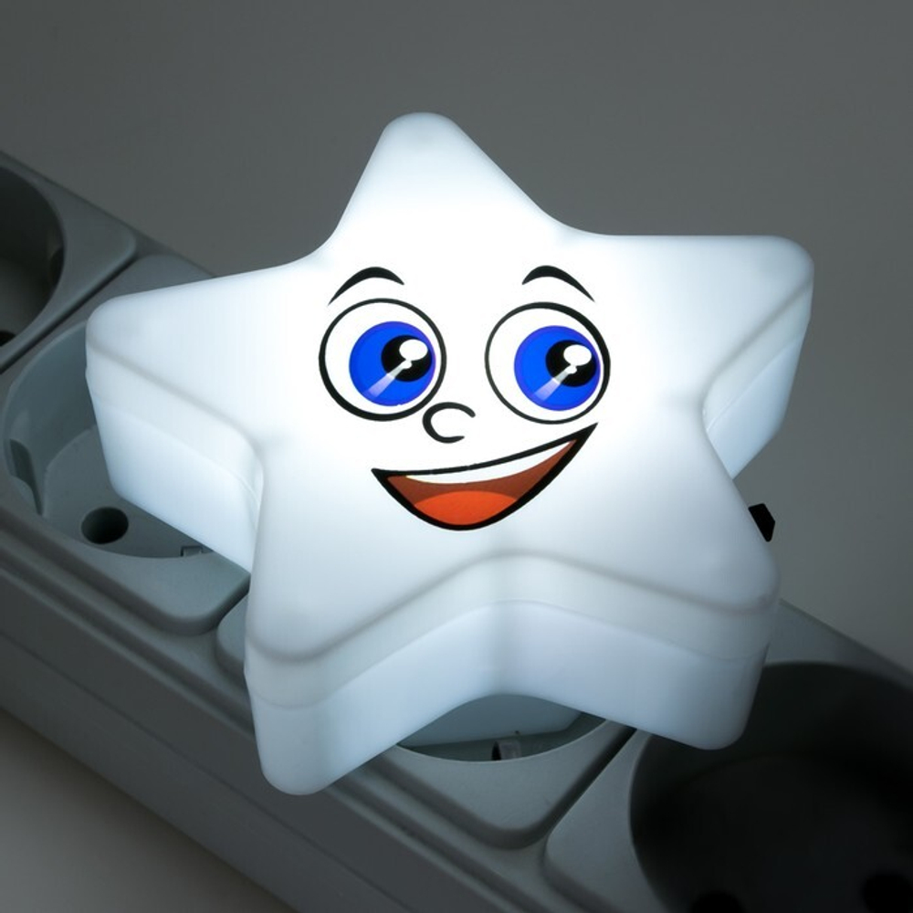 3000155 Ночник пластик LED "Звёздочка" МИКС 8х8х2,5 см