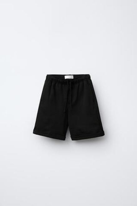 ZARA КОМФОРТНЫЕ ШОРТЫ-БЕРМУДЫ, ЧЕРНЫЙ
