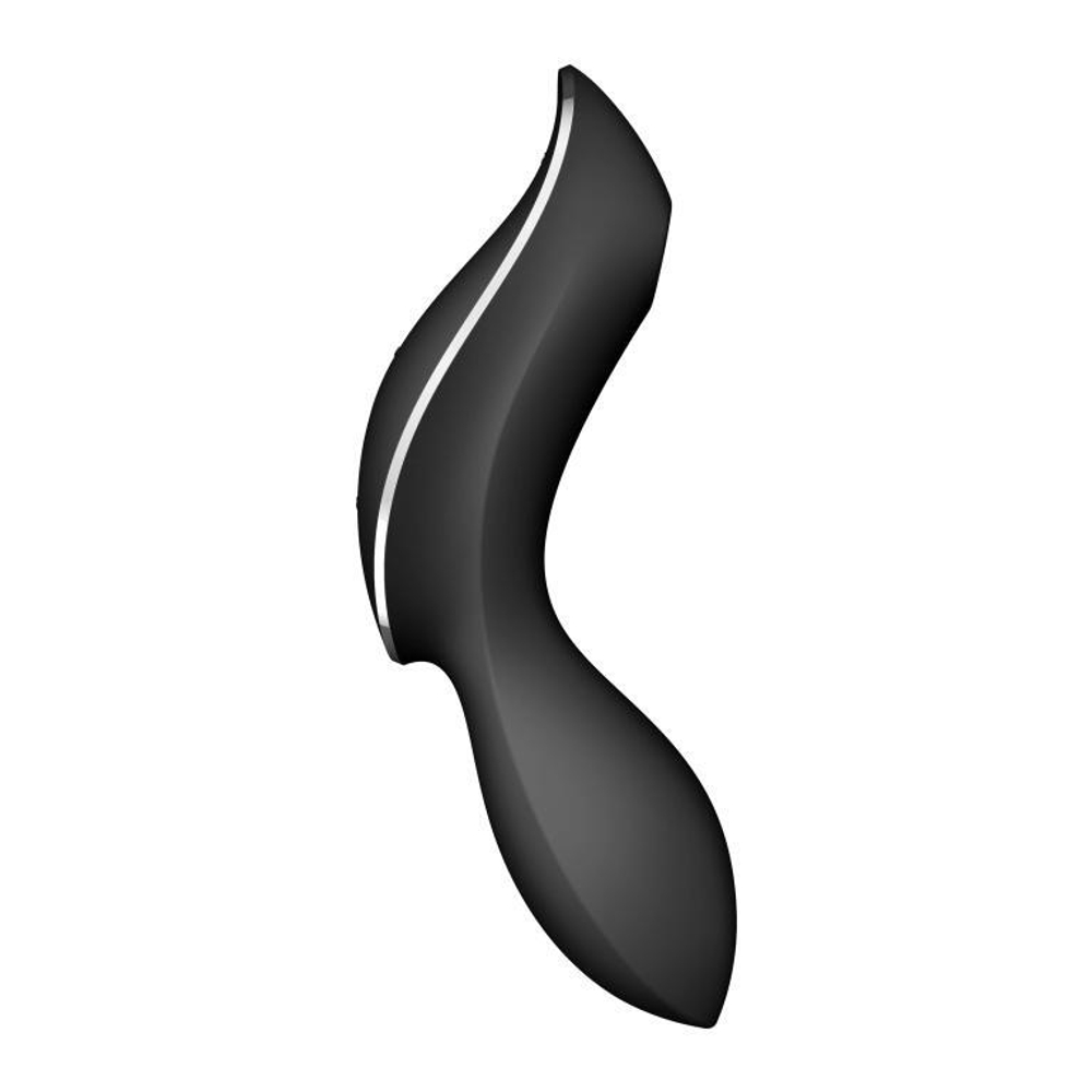 Черный вибромассажер с вакуумной стимуляцией Curvy Trinity 2