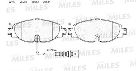 MILES - E100376-MLS - Brake Pad Set, disc brake