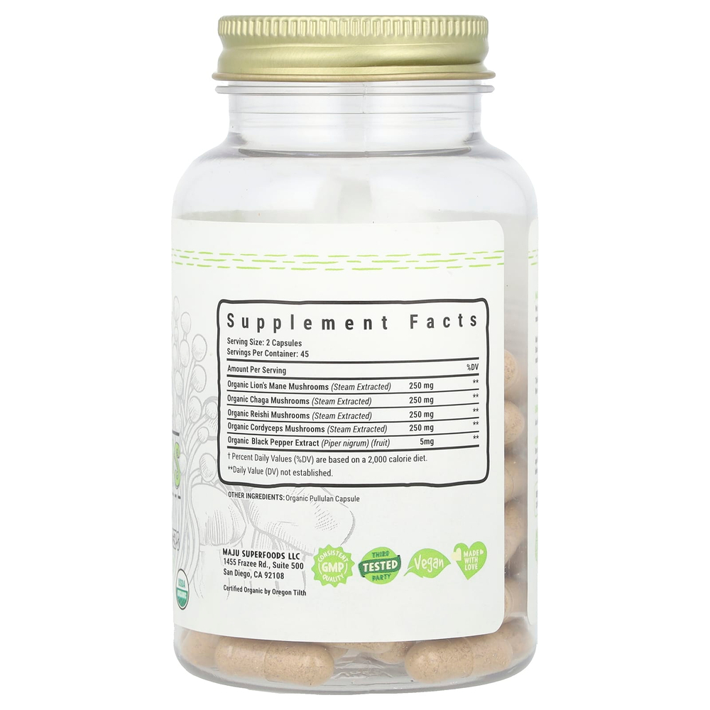 Maju Superfoods, Mental Mushrooms, 90 капсул