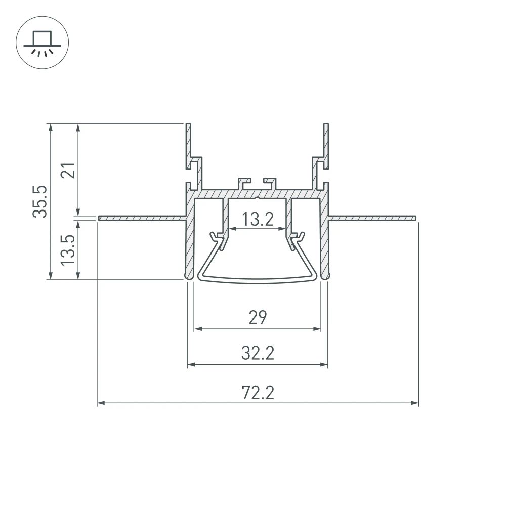 Профиль FOLED-CEIL-CENTER-3000 (Arlight, Алюминий) 044853