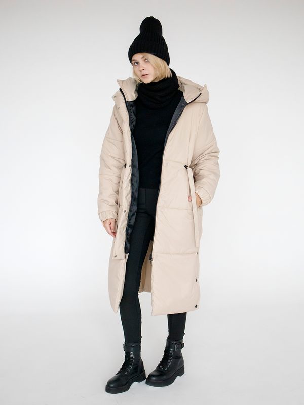 Пуховик зимний женский бежевый - фото 17