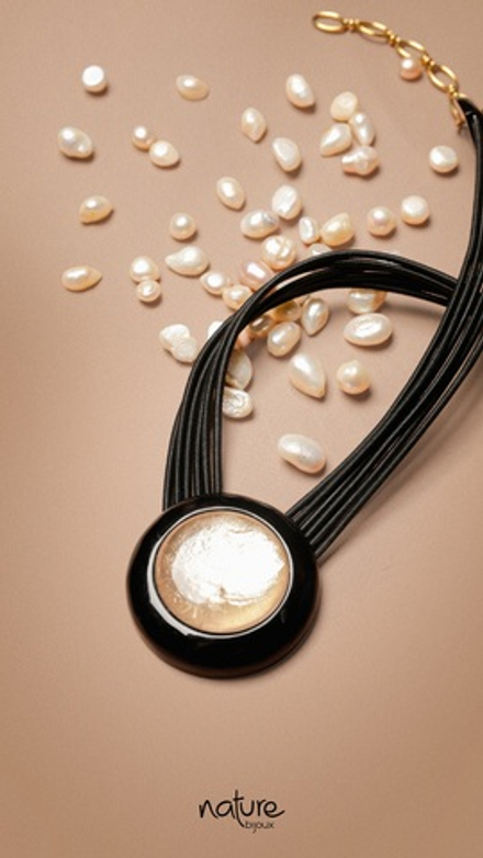 Колье Nature Bijoux, Saint Honore, с рогом и ракушкой Capiz в смоле, NB26.1-15-43710 (черный)