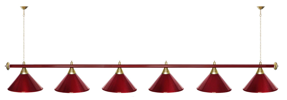 Лампа STARTBILLIARDS 6 пл. (плафоны зеленые,штанга зеленая,фурнитура золото)